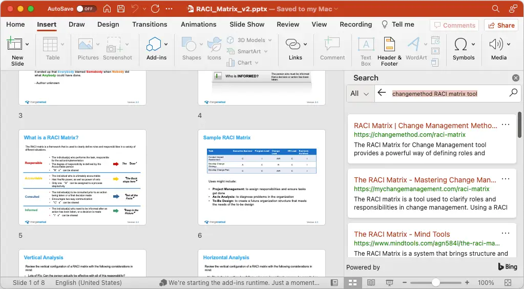 RACI Matrix for Change Management