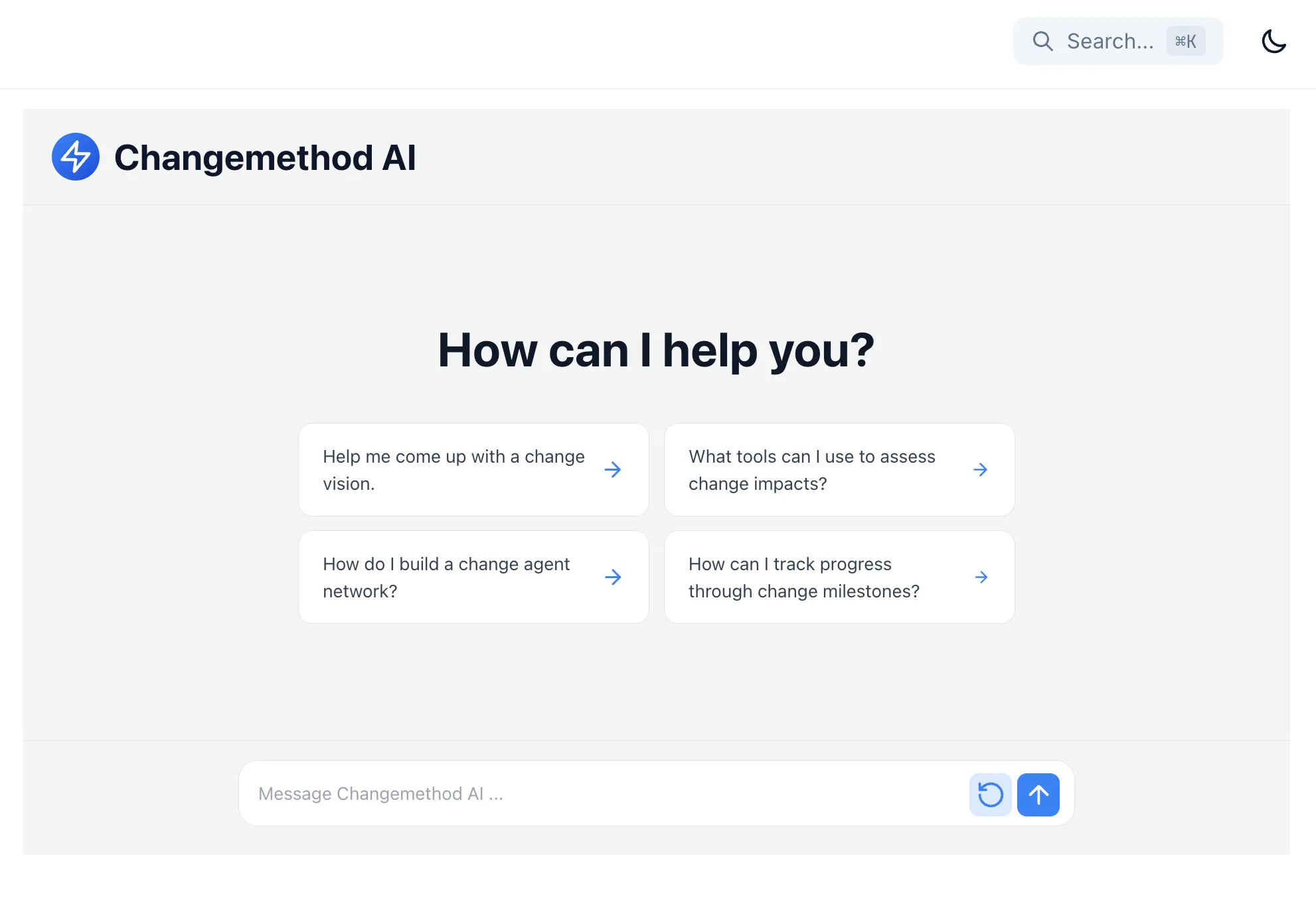 Changemethod AI assistant interface